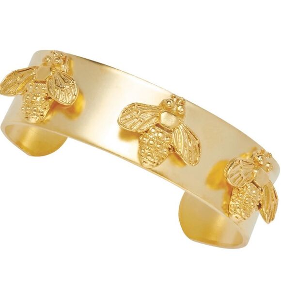 Gold Nature-Inspired Bee Cuff Bracelet - Picture 1 of 5